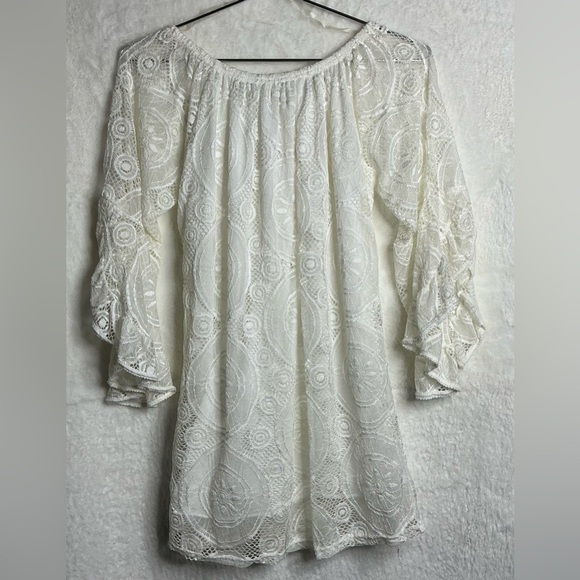 LIldy Full Lace Tunic Elegant ivory Lace Blouse size S - Picture 5 of 8